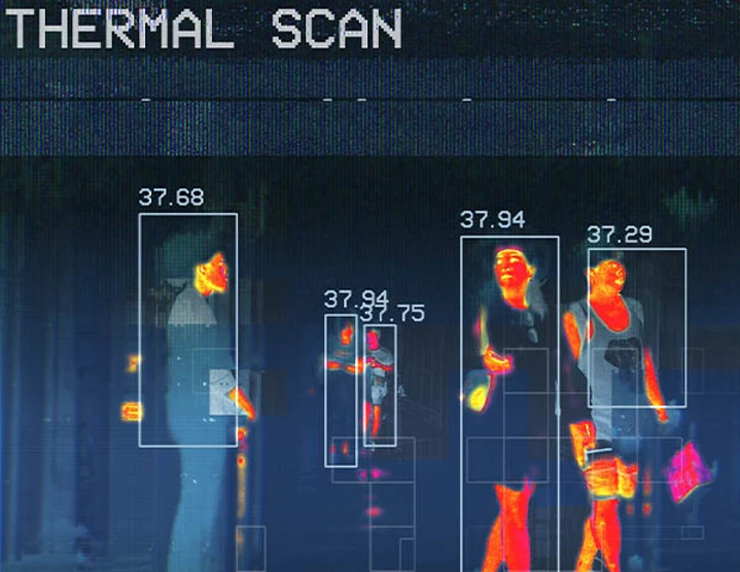 Thermal scan showing people's temperature